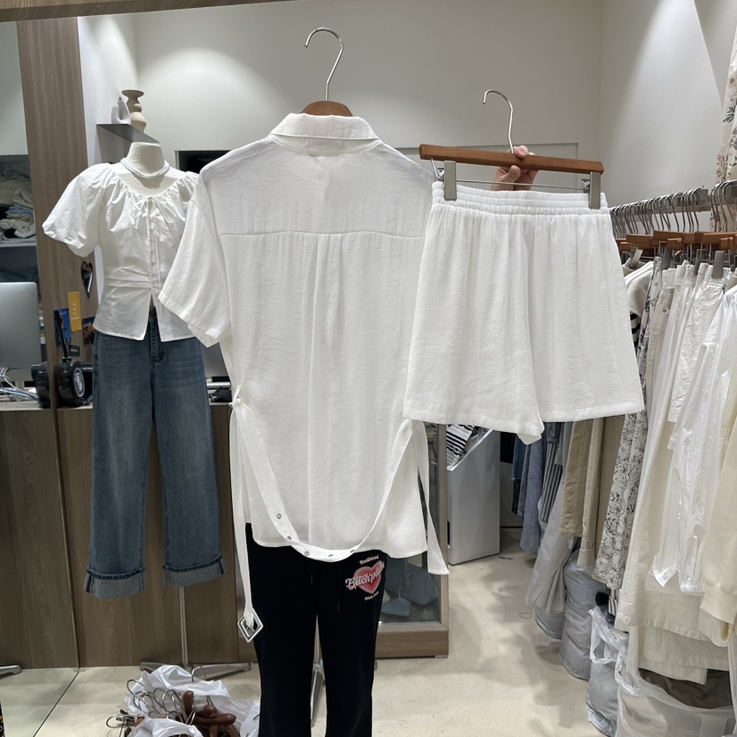 MELO直郵韓國代購㊣女裝新款休閑套裝含腰帶兩件套口袋套裝MELO套裝