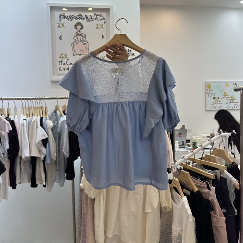 ABLESTUDIO韓國直郵㊣女裝新品25春夏人氣襯衫蕾絲衫荷葉邊ABLE STUDIO襯衫/蕾絲衫