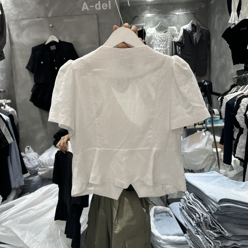 A-DEL韓國直郵㊣東大門實拍女裝新品25春夏推薦人氣夾克亞麻A-DEL夾克