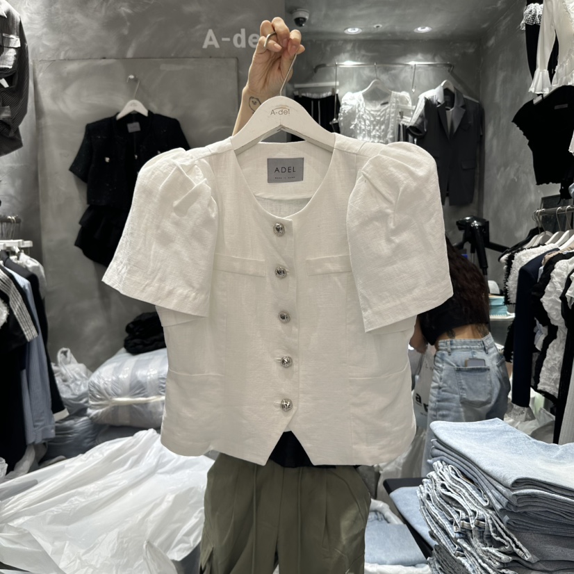 A-DEL韓國直郵㊣東大門實拍女裝新品25春夏推薦人氣夾克亞麻A-DEL夾克
