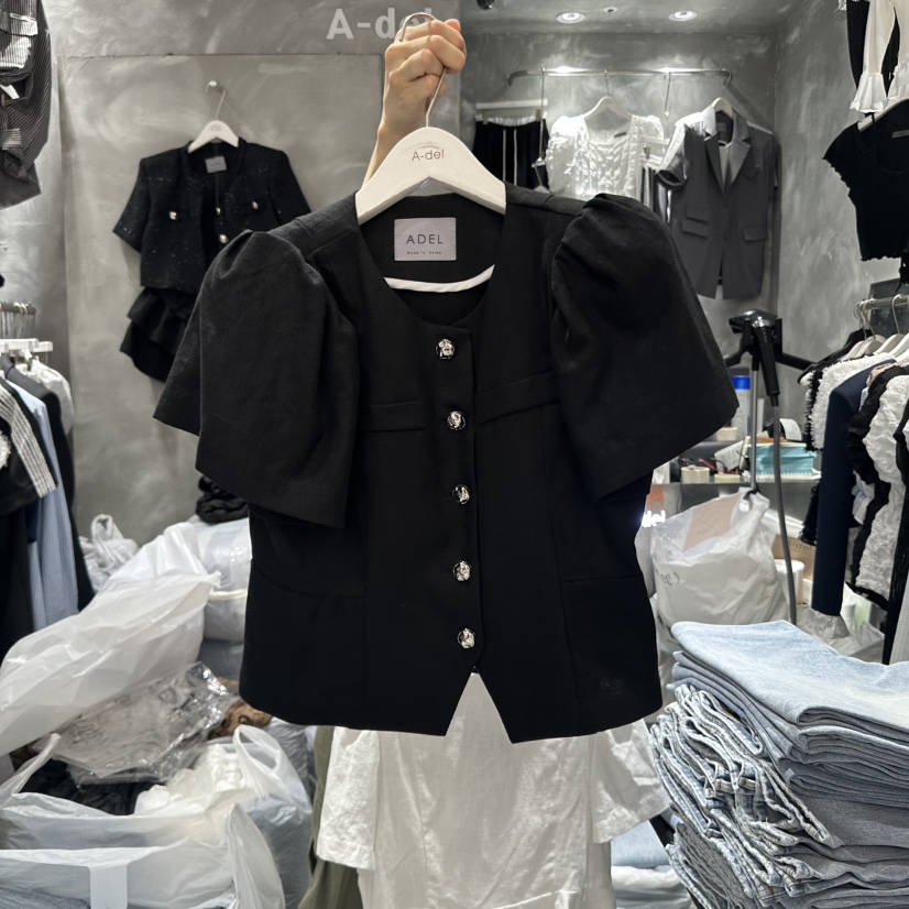 A-DEL韓國直郵㊣東大門實拍女裝新品25春夏推薦人氣夾克亞麻A-DEL夾克圖色3