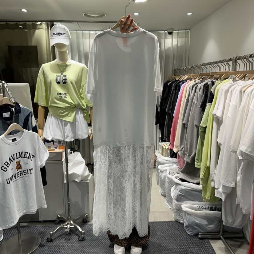 THE LOT直郵韓國代購㊣女裝新品休閑人氣熱賣連衣裙蕾絲長款THE LOT/ LOT連衣裙