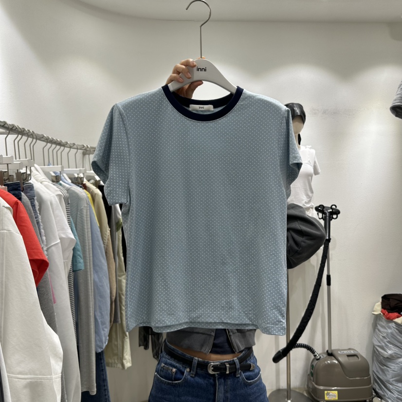 INNI韓國㊣直郵東大門代購女裝新品休閑時尚熱賣25春夏推薦T恤inniT恤圖色2