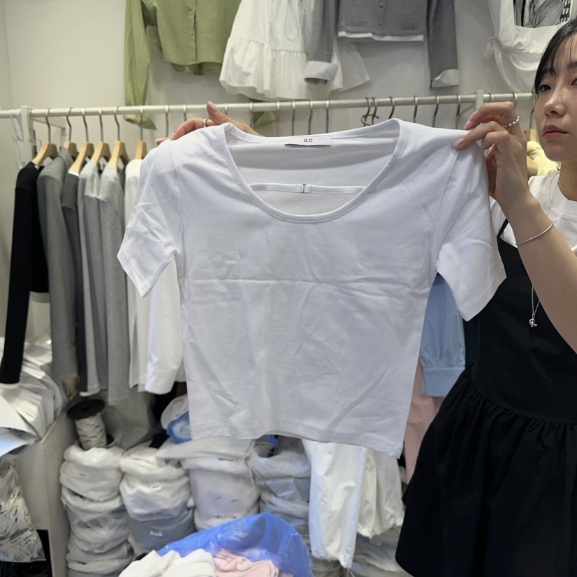 Q C韓國直郵㊣東大門實拍女裝新款休閑25春夏熱賣推薦T恤短款Republlc of qcT恤
