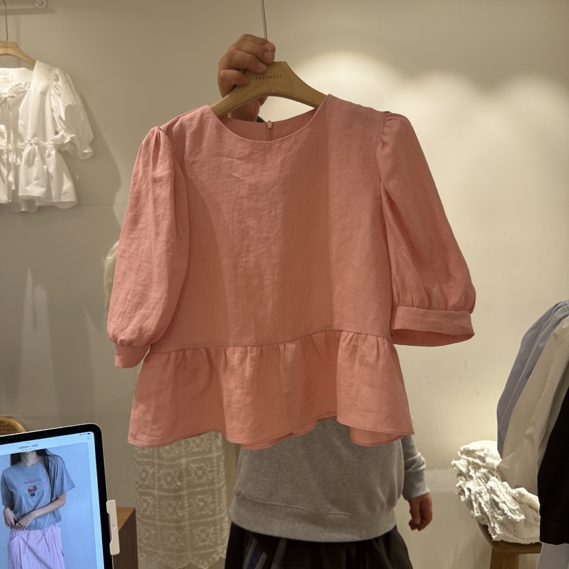 ASSEMBLY韓國直郵㊣東大門實拍女裝新品推薦襯衫蕾絲衫亞麻ASSEMBLY襯衫/蕾絲衫圖色3