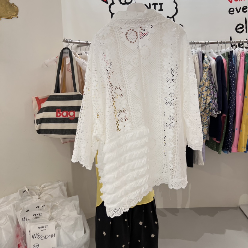 VENTI韓國㊣直郵東大門代購女裝新款25春夏人氣襯衫蕾絲衫蕾絲VENTI襯衫/蕾絲衫