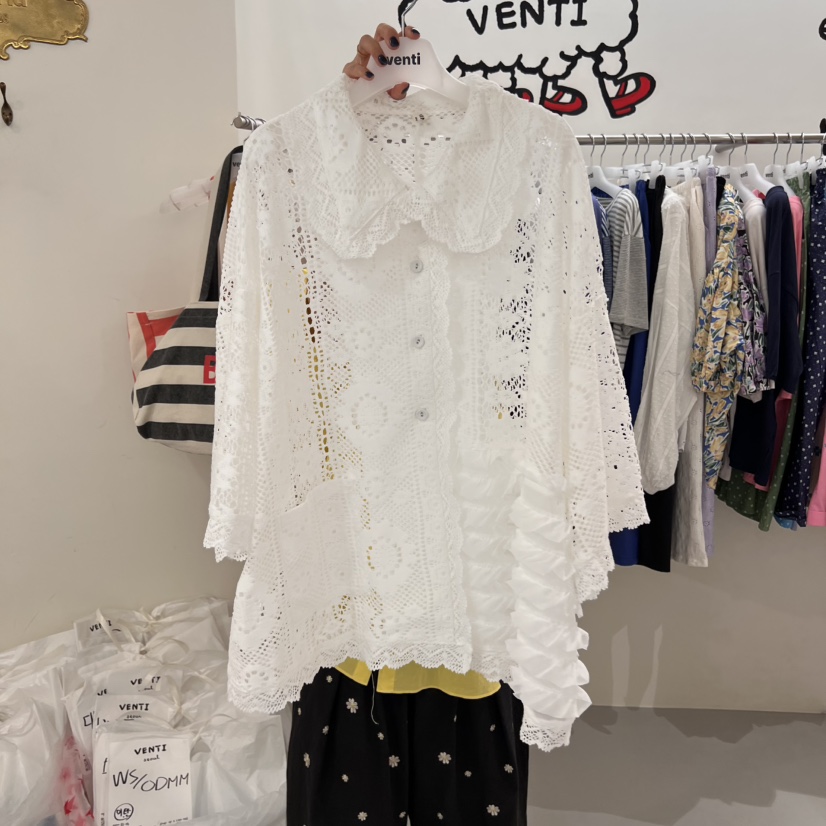 VENTI韓國㊣直郵東大門代購女裝新款25春夏人氣襯衫蕾絲衫蕾絲VENTI襯衫/蕾絲衫圖色1
