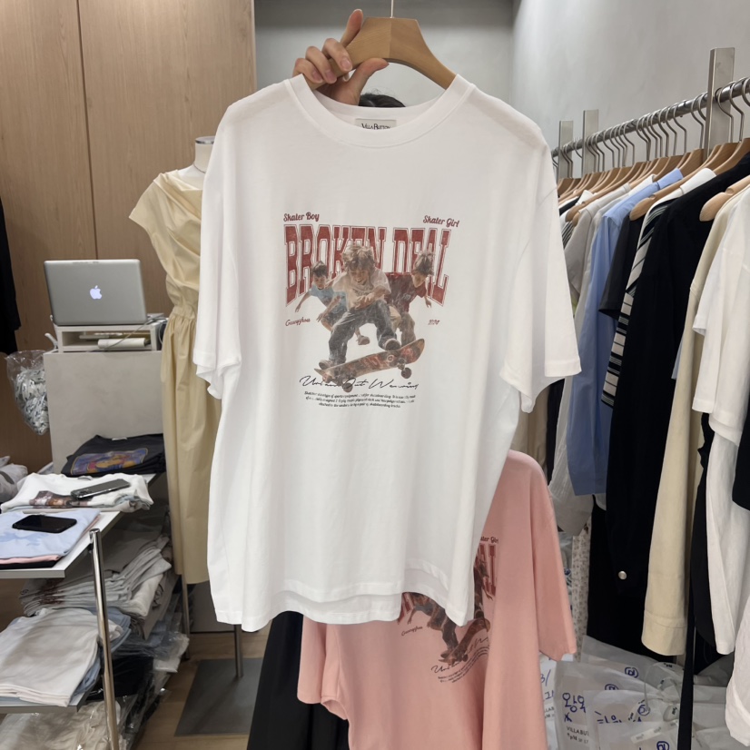 VILLABUTTON韓國直郵㊣女裝新款人氣25春夏時尚熱賣休閑T恤VILLABUTTONT恤圖色2