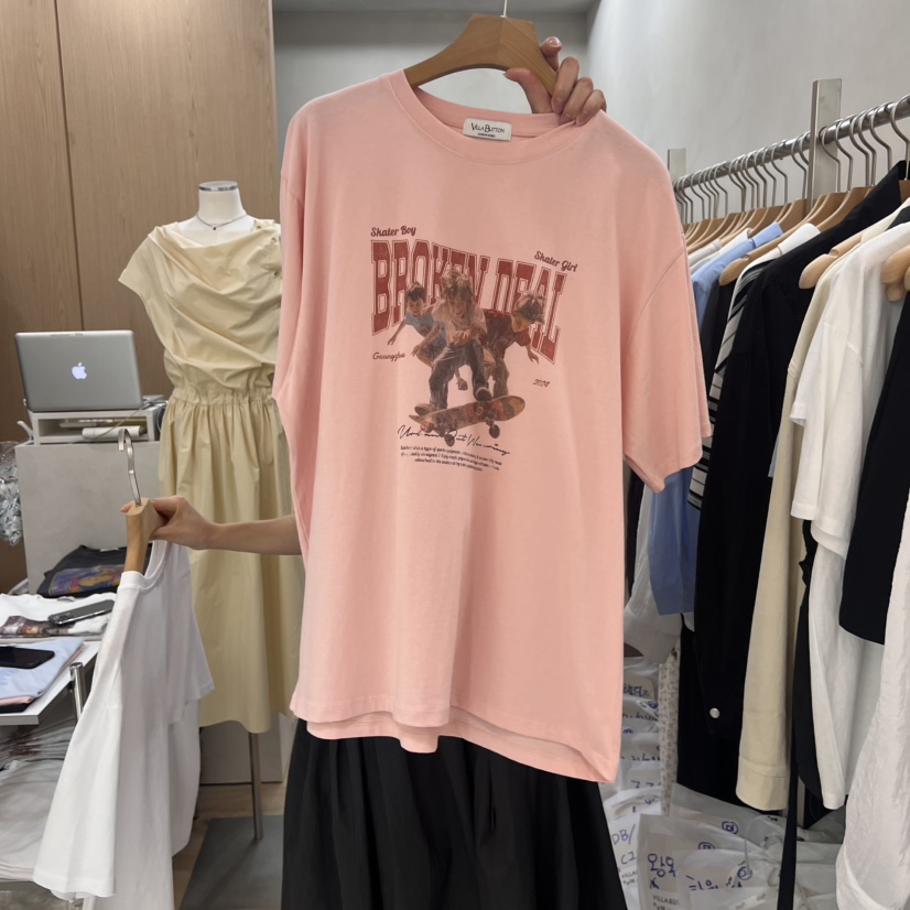 VILLABUTTON韓國直郵㊣女裝新款人氣25春夏時尚熱賣休閑T恤VILLABUTTONT恤圖色3