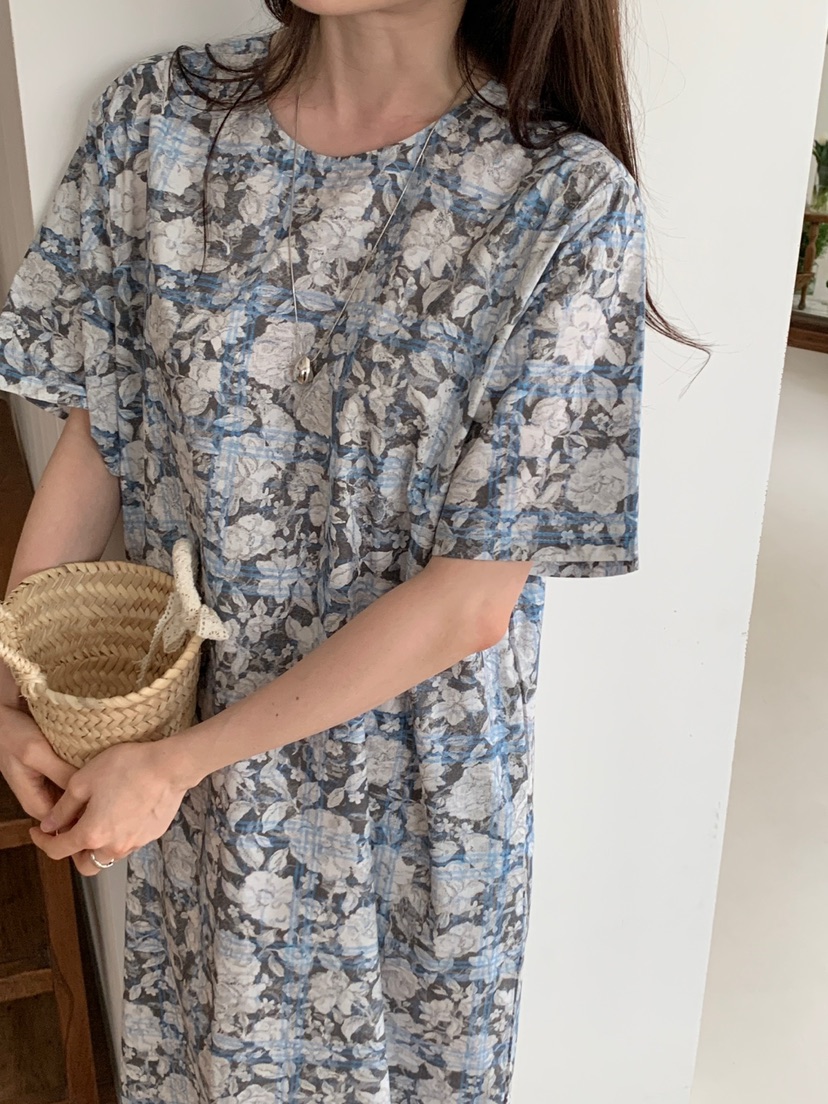 PLANTS ON GRAY韓國直郵㊣女裝新品時尚休閑推薦連衣裙格紋PLANTS ON GRAY連衣裙