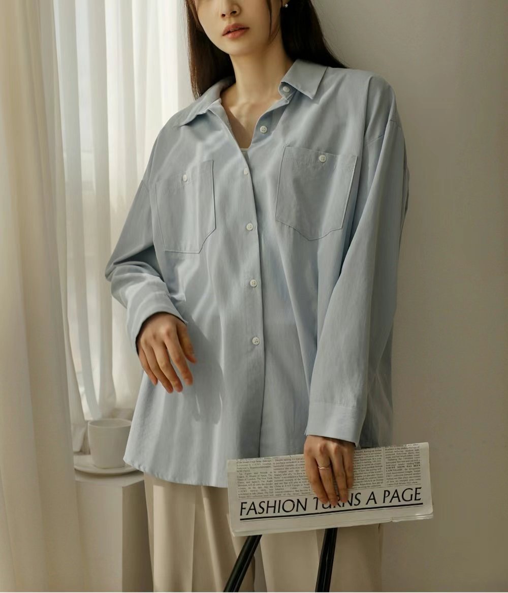 Eden-OT韓國㊣直郵東大門代購女裝新品休閑襯衫蕾絲衫口袋Eden-OT襯衫/蕾絲衫