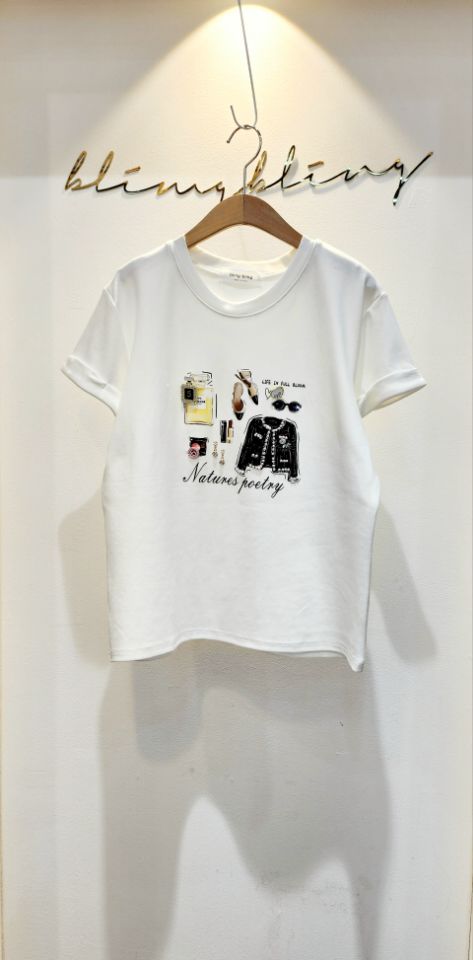 BLING BLING-S韓國㊣直郵東大門代購女裝新品25春夏T恤粗花呢BLING BLING-ST恤圖色2