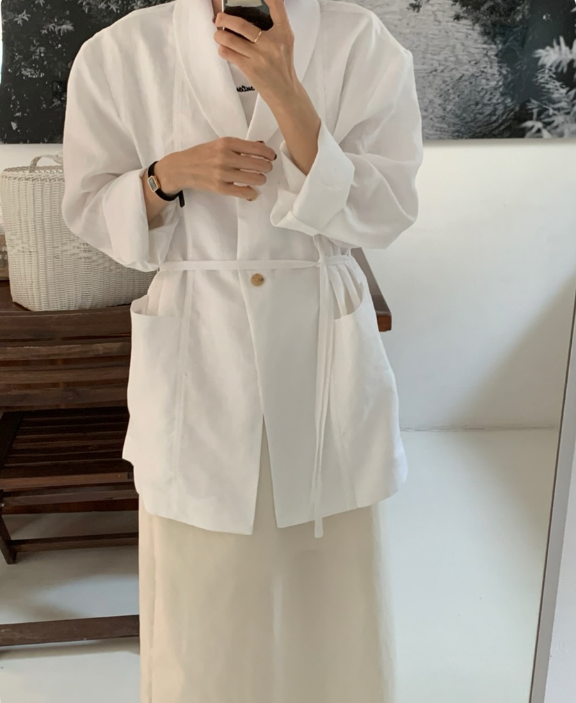 A Flan韓國㊣直郵東大門代購女裝新款25春夏人氣夾克含腰繩AFN/A Flan夾克