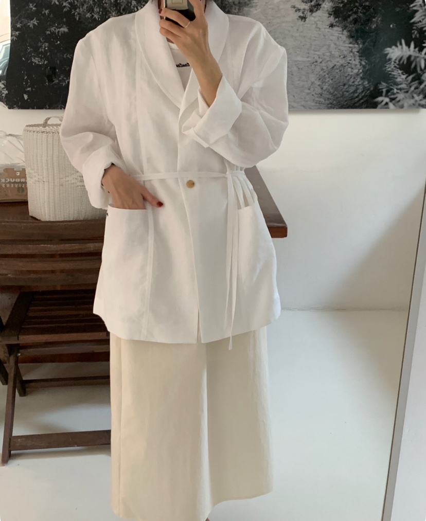 A Flan韓國㊣直郵東大門代購女裝新款25春夏人氣夾克含腰繩AFN/A Flan夾克