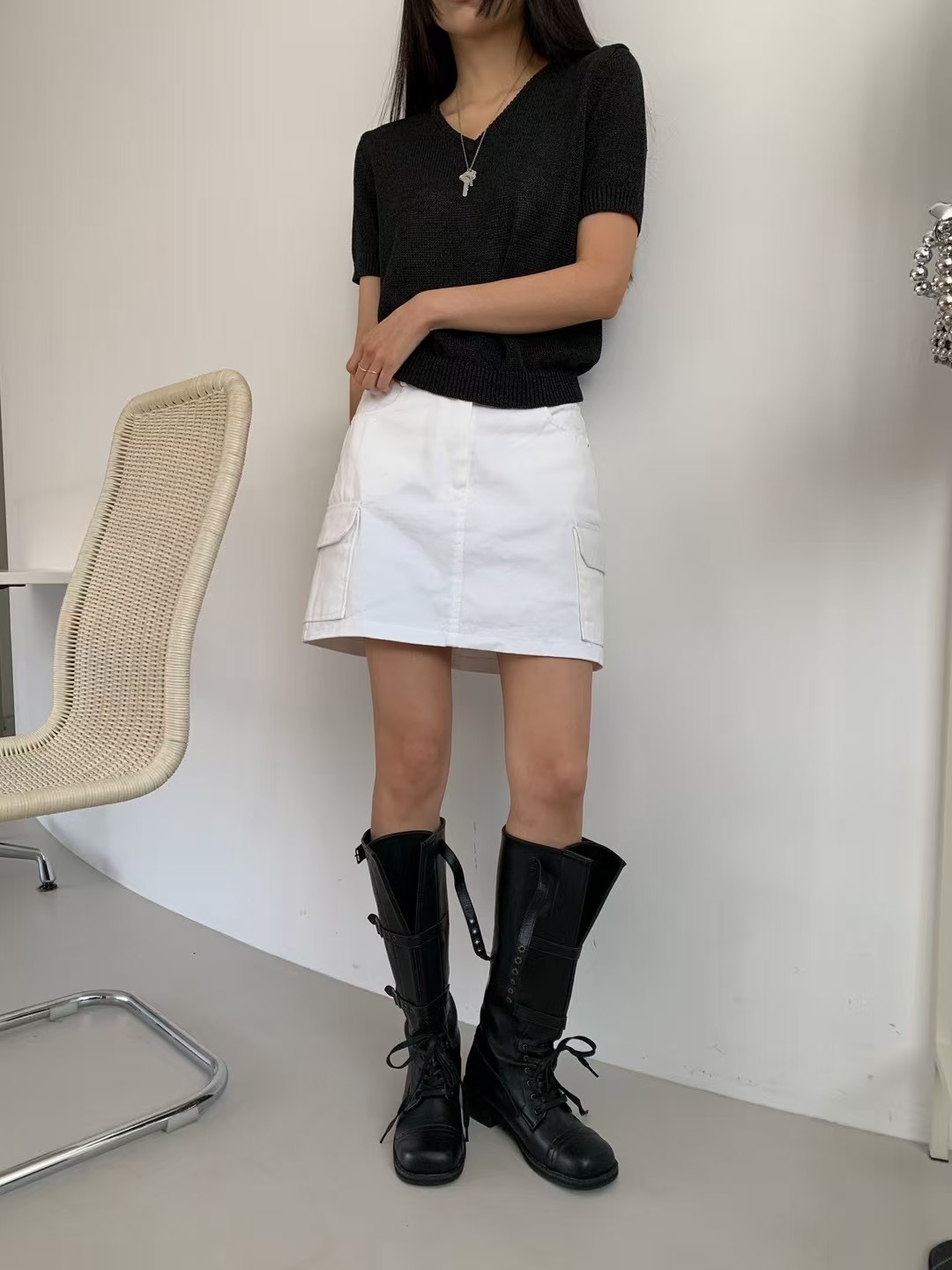WADE韓國㊣直郵東大門代購女裝新款時尚休閑推薦熱賣25春夏短裙WADE短裙
