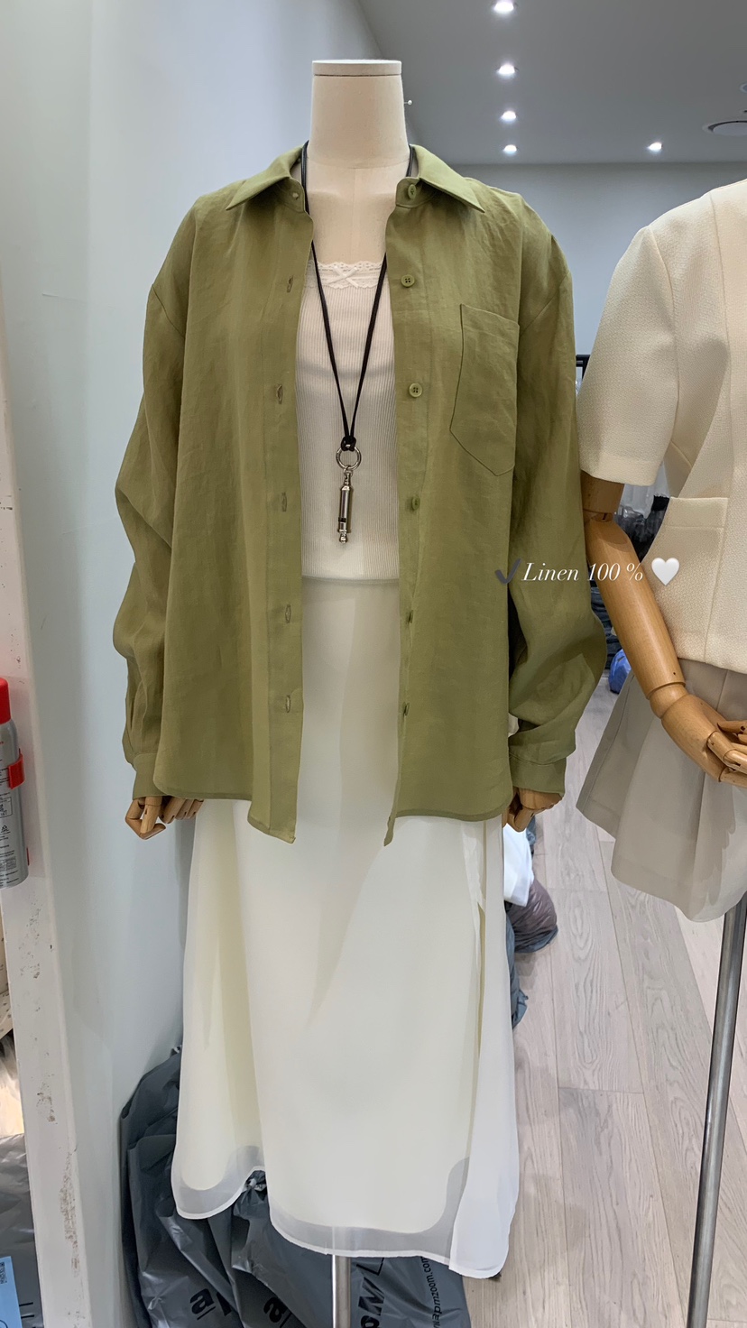 NOTTINGHAM韓國直郵㊣女裝新品熱賣時尚休閑襯衫蕾絲衫亞麻NOTTINGHAM襯衫/蕾絲衫