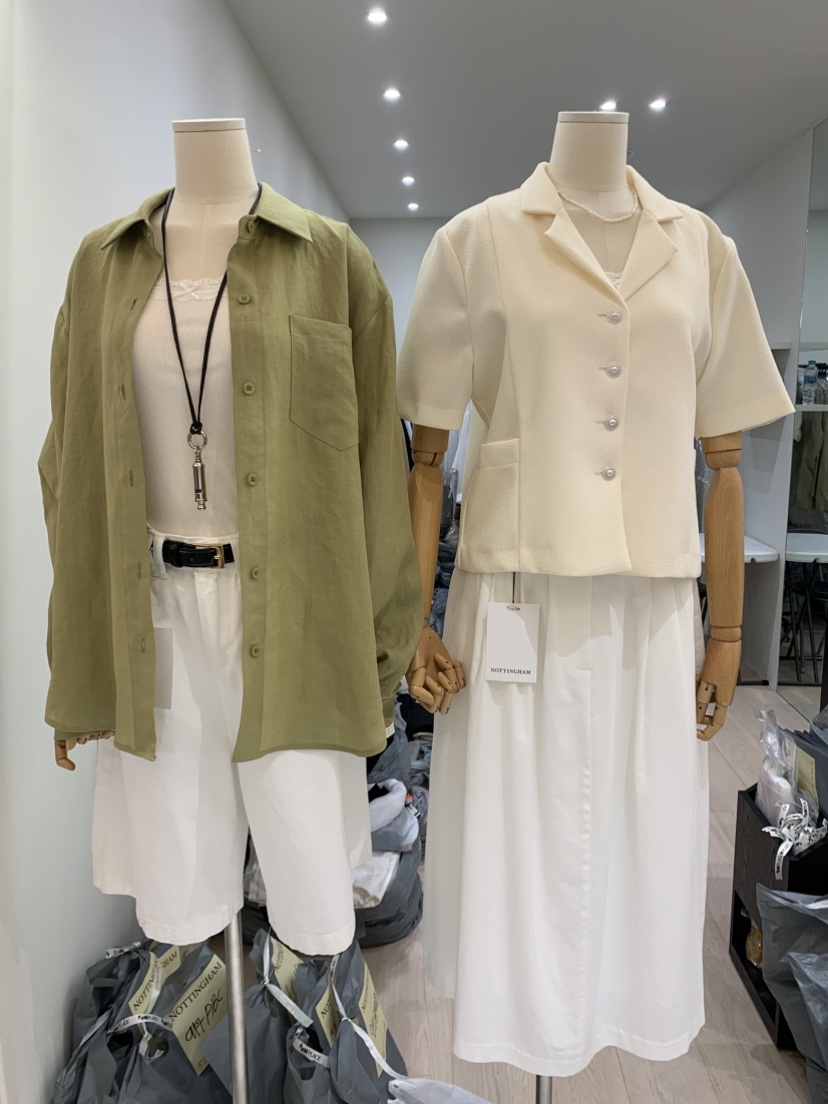 NOTTINGHAM韓國直郵㊣女裝新品熱賣時尚休閑襯衫蕾絲衫亞麻NOTTINGHAM襯衫/蕾絲衫