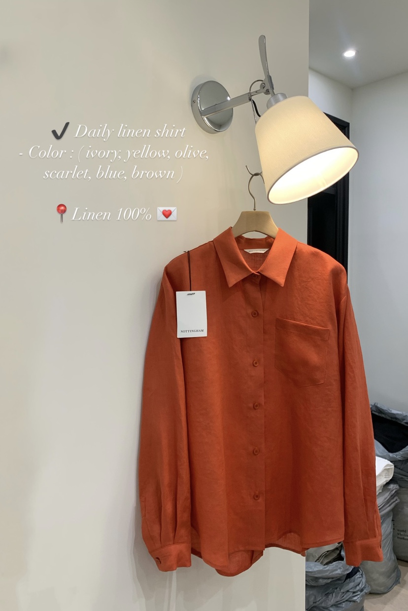 NOTTINGHAM韓國直郵㊣女裝新品熱賣時尚休閑襯衫蕾絲衫亞麻NOTTINGHAM襯衫/蕾絲衫圖色2