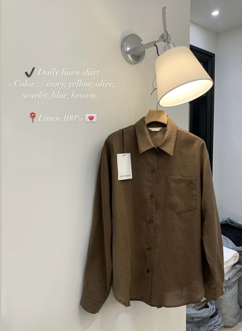 NOTTINGHAM韓國直郵㊣女裝新品熱賣時尚休閑襯衫蕾絲衫亞麻NOTTINGHAM襯衫/蕾絲衫圖色6