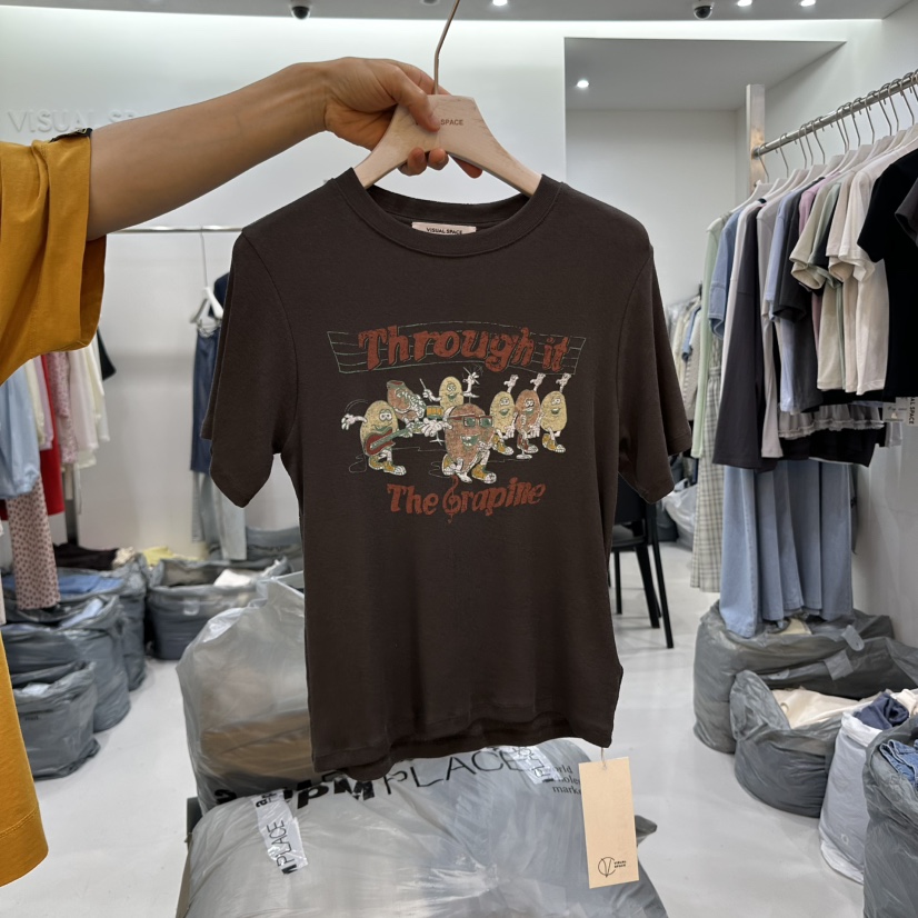 VISUAL SPACE韓國㊣直郵東大門代購女裝新品推薦時尚熱賣T恤VISUAL SPACET恤圖色2