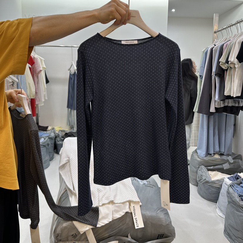 VISUAL SPACE韓國㊣直郵東大門代購女裝新品25春夏長袖T恤VISUAL SPACE長袖T恤圖色3