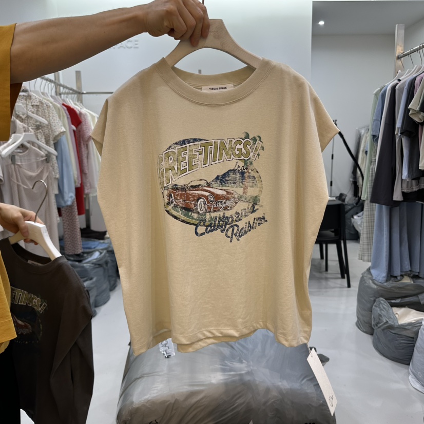 VISUAL SPACE韓國直郵㊣女裝新品推薦時尚人氣25春夏休閑T恤VISUAL SPACET恤圖色1