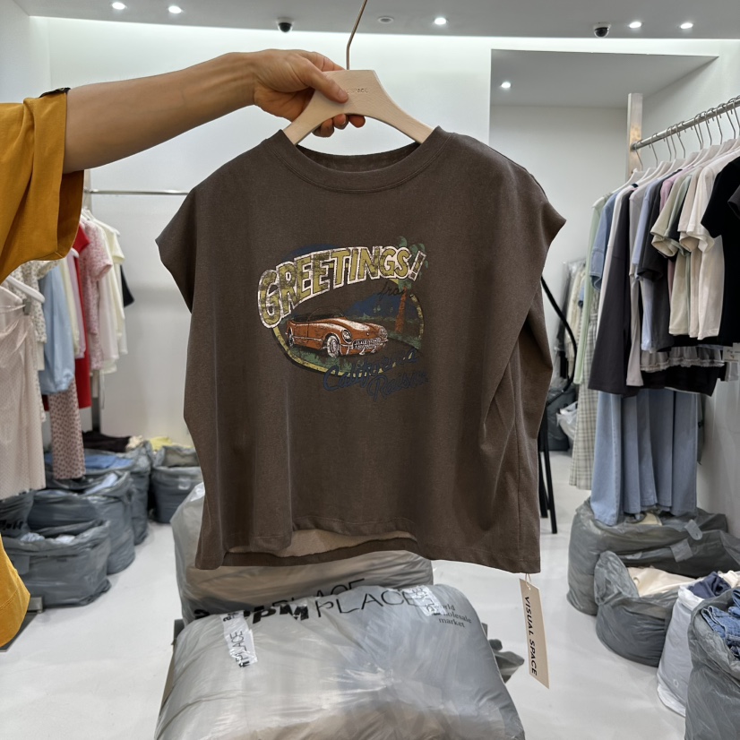 VISUAL SPACE韓國直郵㊣女裝新品推薦時尚人氣25春夏休閑T恤VISUAL SPACET恤圖色2