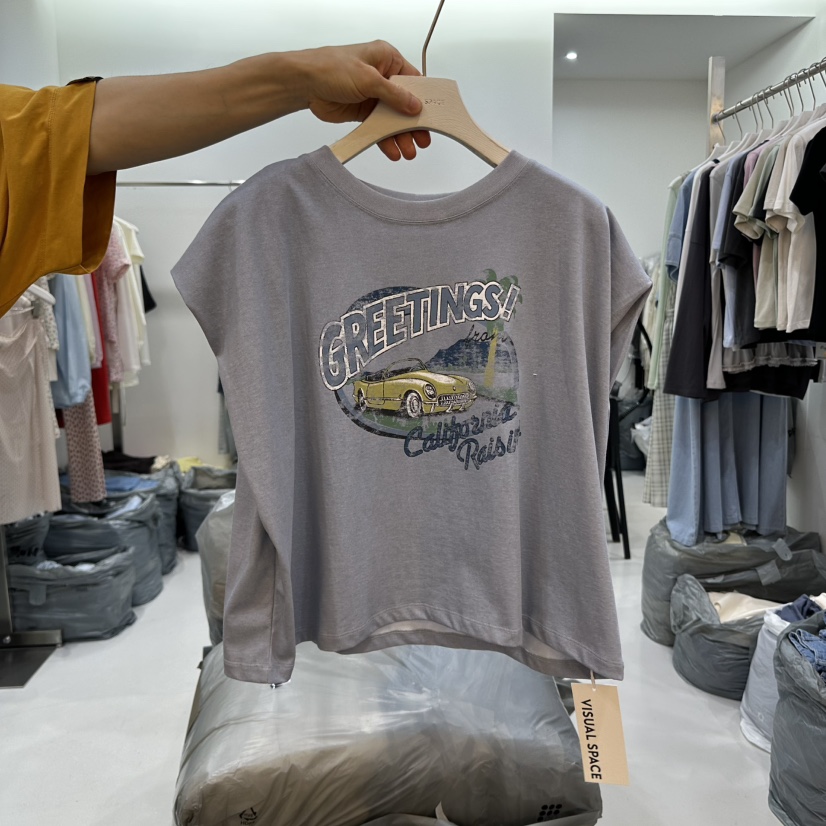 VISUAL SPACE韓國直郵㊣女裝新品推薦時尚人氣25春夏休閑T恤VISUAL SPACET恤圖色3