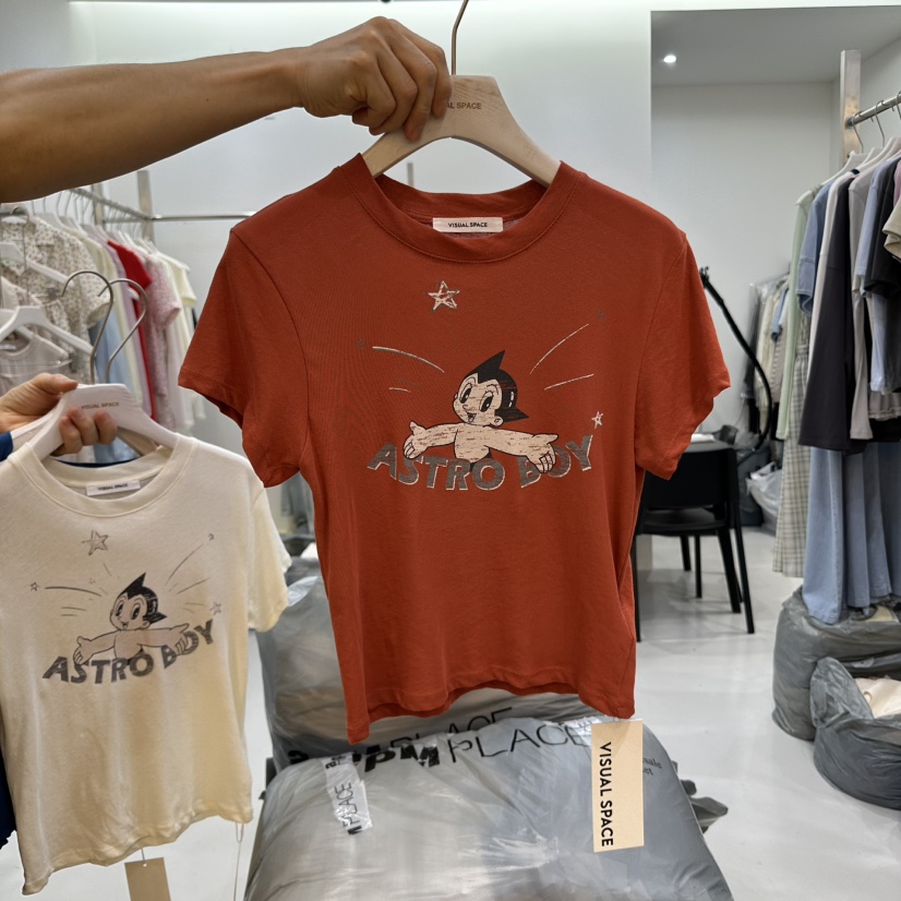 VISUAL SPACE直郵韓國代購㊣女裝新款熱賣時尚25春夏休閑T恤VISUAL SPACET恤圖色2
