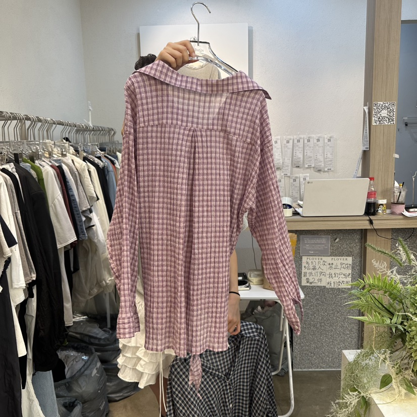 PLOVER直郵韓國代購㊣女裝新品時尚熱賣休閑25春夏襯衫蕾絲衫PLO_VER襯衫/蕾絲衫
