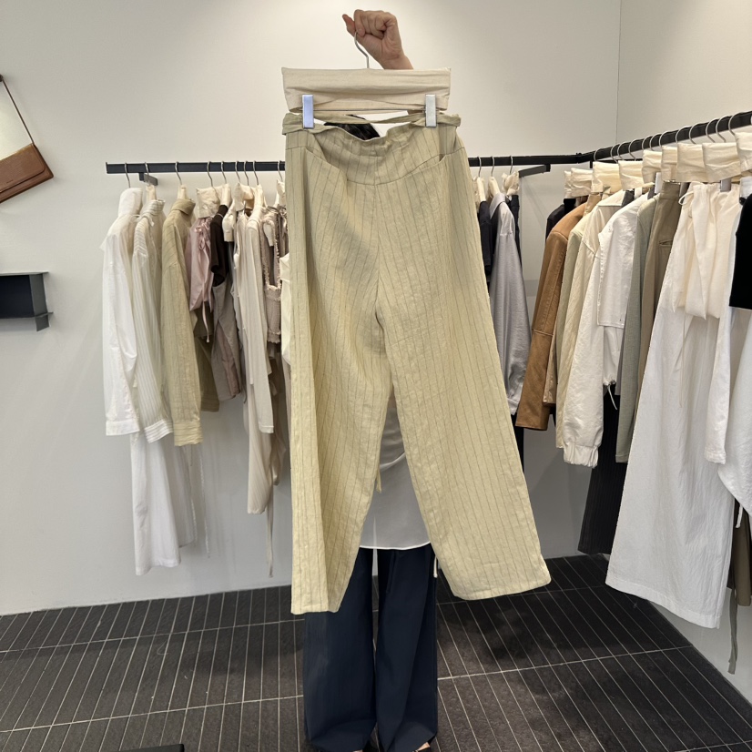 FIND-P韓國直郵㊣東大門實拍女裝新品25春夏休閑褲含腰繩亞麻布FIND-P休閑褲