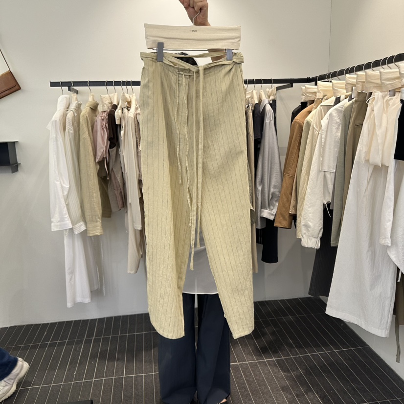 FIND-P韓國直郵㊣東大門實拍女裝新品25春夏休閑褲含腰繩亞麻布FIND-P休閑褲圖色2