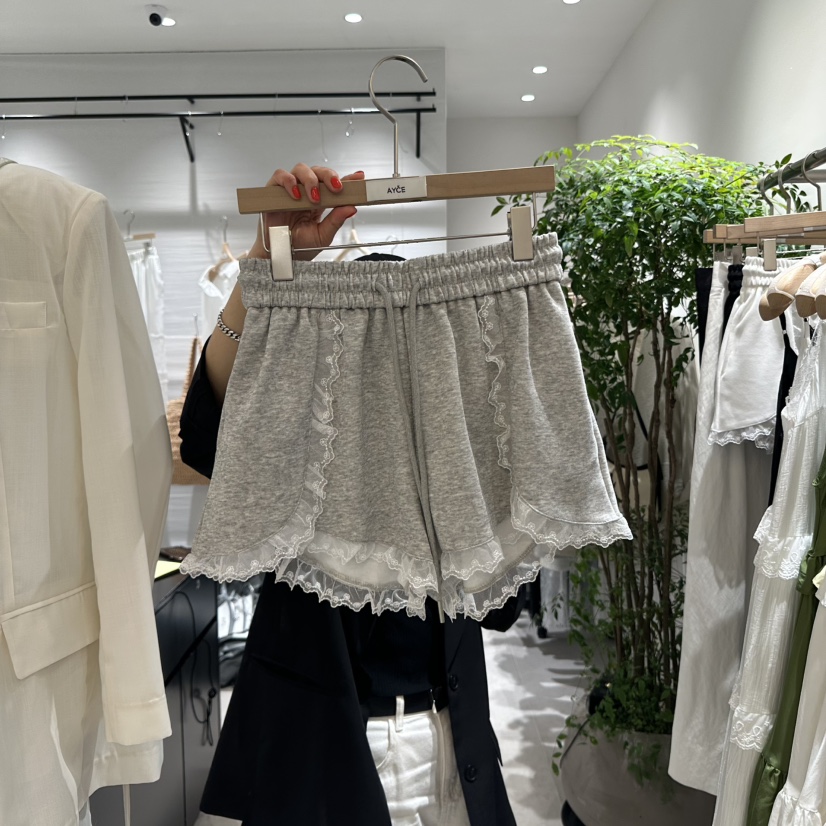 AYCE直郵韓國代購㊣女裝新品時尚人氣25春夏熱賣休閑短褲蕾絲101SHOWROOM/AYCE短褲圖色2