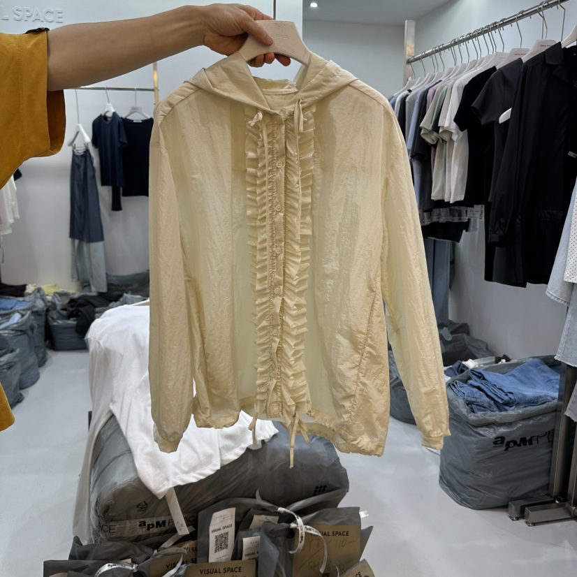 VISUAL SPACE韓國㊣直郵東大門代購女裝新品時尚夾克荷葉邊VISUAL SPACE夾克圖色3