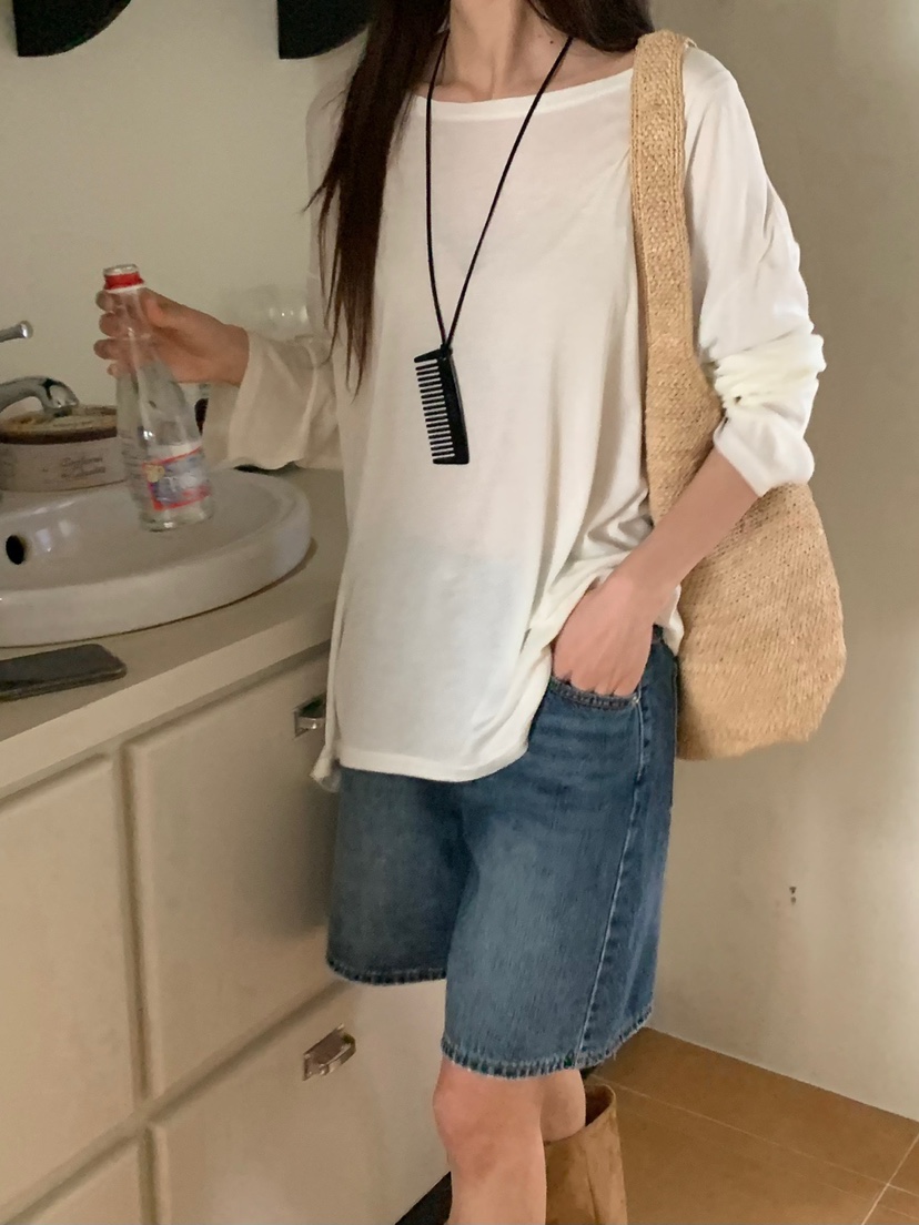 RIVER RAIN韓國㊣直郵東大門代購女裝新品人氣25春夏長袖T恤RIVER RAIN長袖T恤