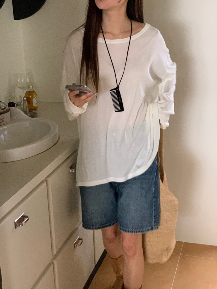 RIVER RAIN韓國㊣直郵東大門代購女裝新品人氣25春夏長袖T恤RIVER RAIN長袖T恤