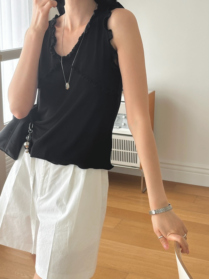 SORBET韓國㊣直郵東大門代購女裝新品時尚人氣25春夏吊帶背心SORBET/flat white吊帶/背心