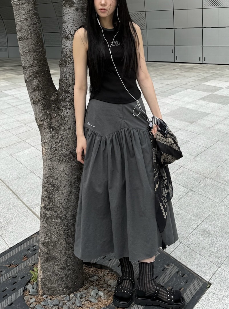 BETWEEN US韓國直郵㊣東大門實拍女裝新款休閑推薦長裙刺繡JICJO:SEOUL長裙