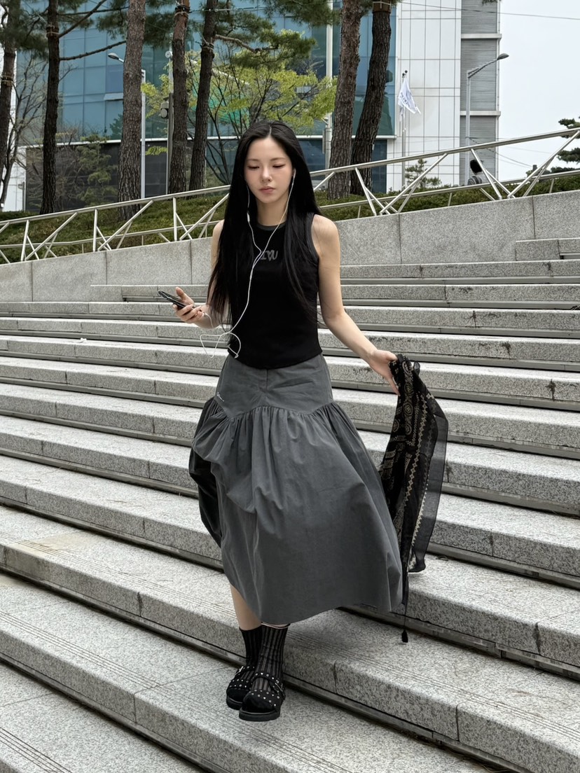BETWEEN US韓國直郵㊣東大門實拍女裝新款休閑推薦長裙刺繡JICJO:SEOUL長裙
