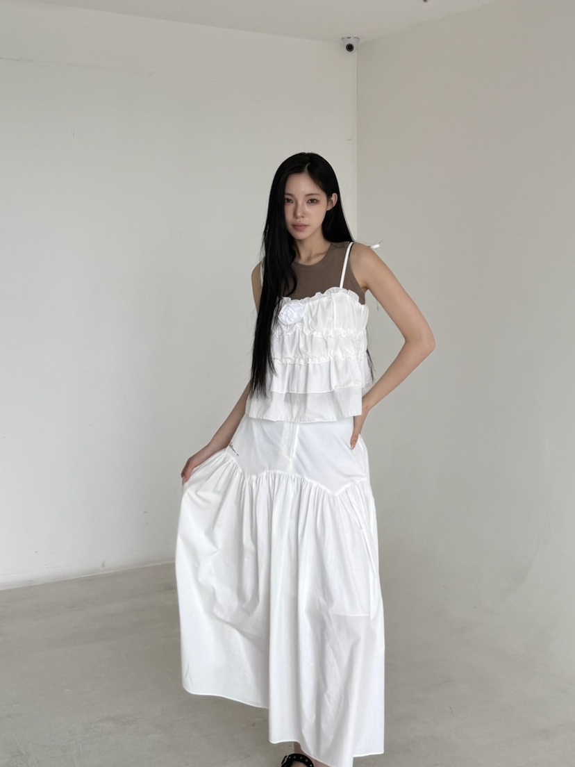 BETWEEN US韓國直郵㊣東大門實拍女裝新款休閑推薦長裙刺繡JICJO:SEOUL長裙