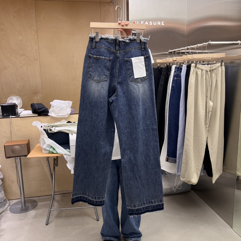 PLEASURE韓國㊣直郵東大門代購女裝新款時尚25春夏休閑牛仔褲PLEASURE牛仔褲