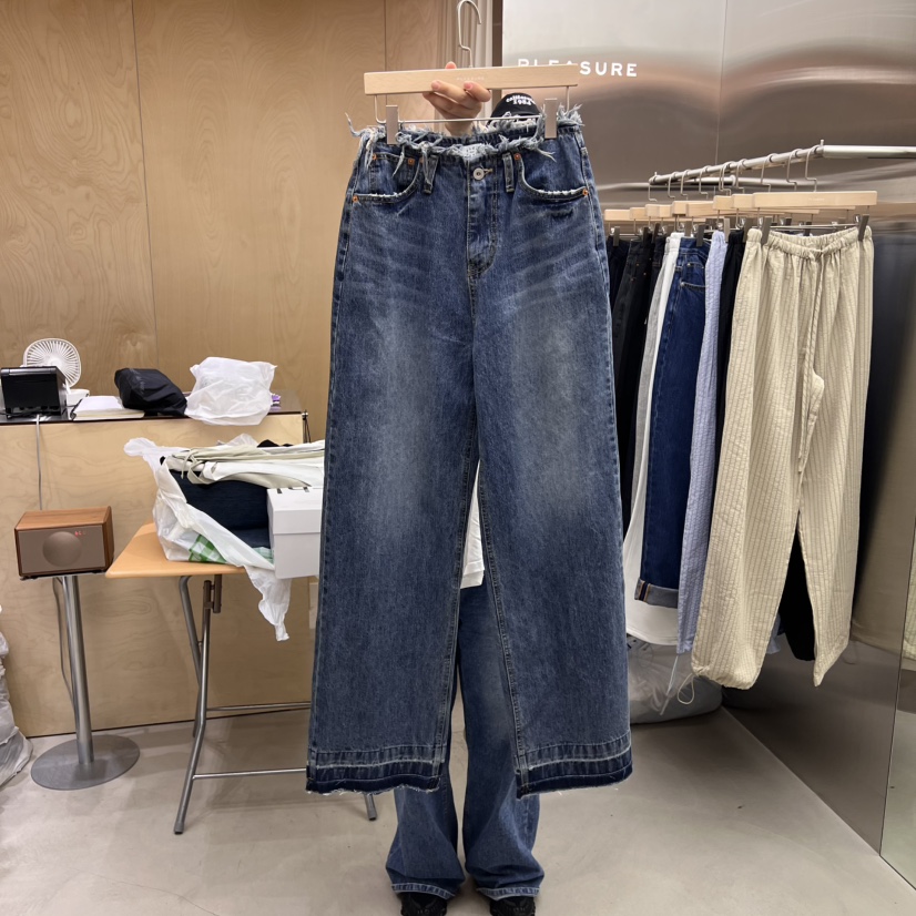 PLEASURE韓國㊣直郵東大門代購女裝新款時尚25春夏休閑牛仔褲PLEASURE牛仔褲