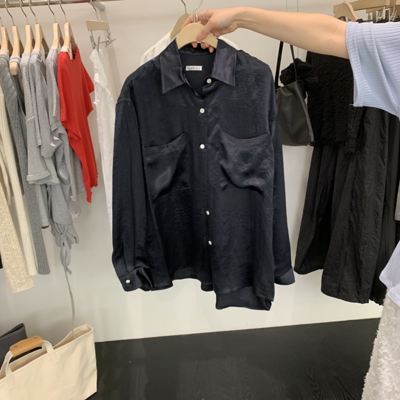 TAFFETA韓國直郵㊣東大門實拍女裝新品推薦25春夏襯衫蕾絲衫緞面TAFFETA襯衫/蕾絲衫
