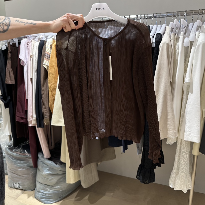 FAVOR-P韓國直郵㊣女裝新品熱賣休閑25春夏時尚襯衫蕾絲衫FAVOR襯衫/蕾絲衫圖色2