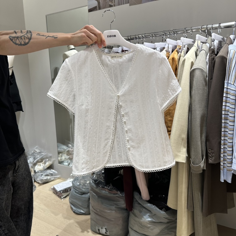 FAVOR-P韓國直郵㊣女裝新品推薦休閑熱賣時尚人氣襯衫蕾絲衫FAVOR襯衫/蕾絲衫圖色1