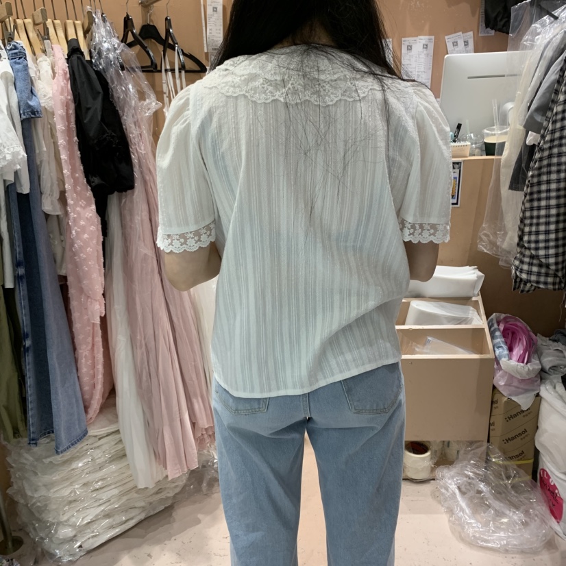 BY FLOW直郵韓國代購㊣女裝新款推薦時尚人氣熱賣襯衫蕾絲衫BY FLOW襯衫/蕾絲衫
