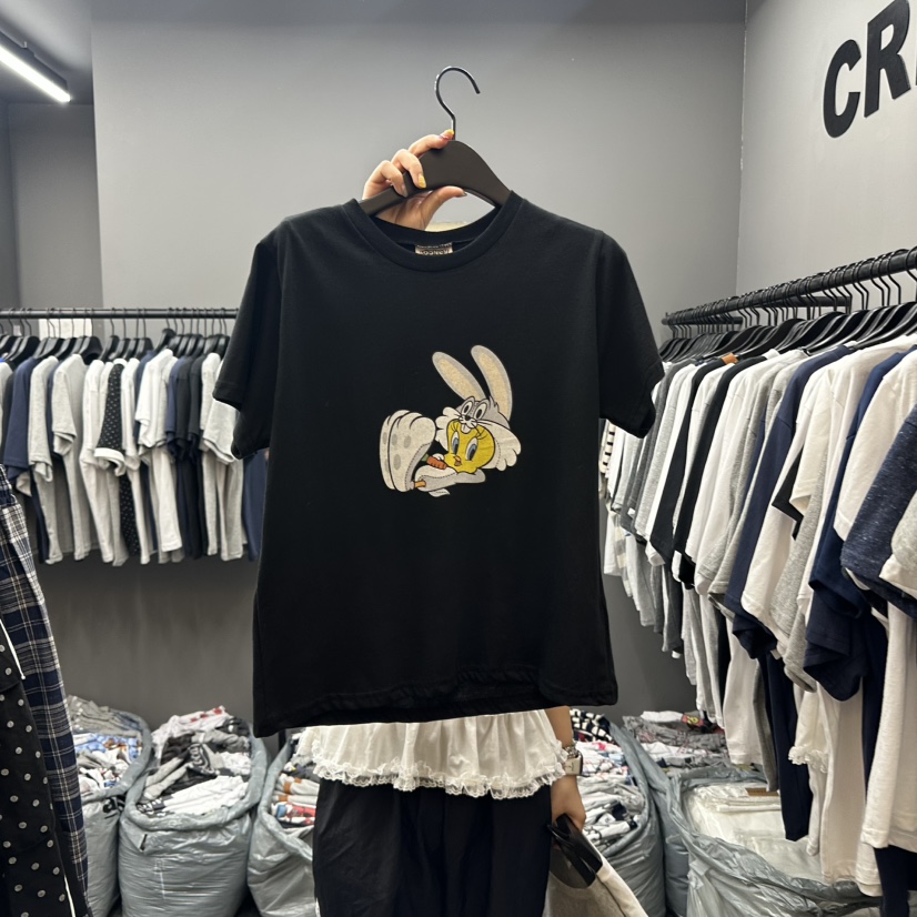 CREDITO韓國直郵㊣東大門實拍女裝新品熱賣25春夏休閑T恤兔子CREDITOT恤圖色3