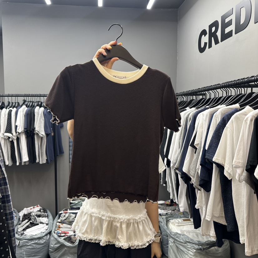 CREDITO韓國直郵㊣東大門實拍女裝新款25春夏休閑人氣熱賣T恤CREDITOT恤圖色2