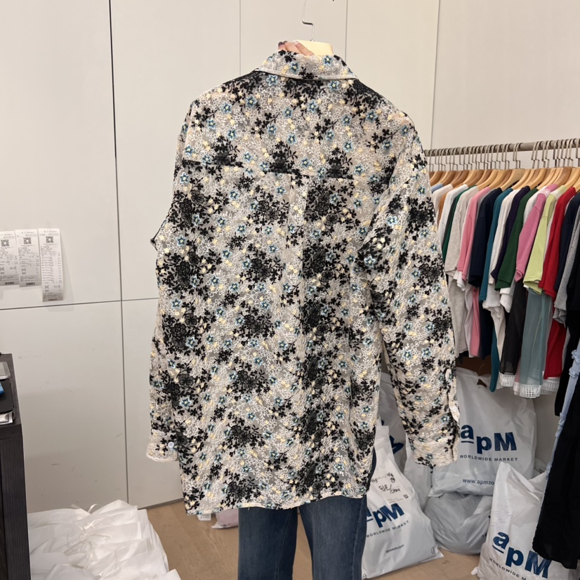 DOHWAJI韓國直郵㊣女裝新品人氣休閑推薦襯衫蕾絲衫刺繡蕾絲DOHWAJI襯衫/蕾絲衫