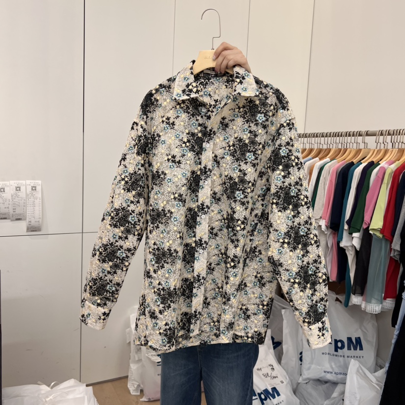 DOHWAJI韓國直郵㊣女裝新品人氣休閑推薦襯衫蕾絲衫刺繡蕾絲DOHWAJI襯衫/蕾絲衫